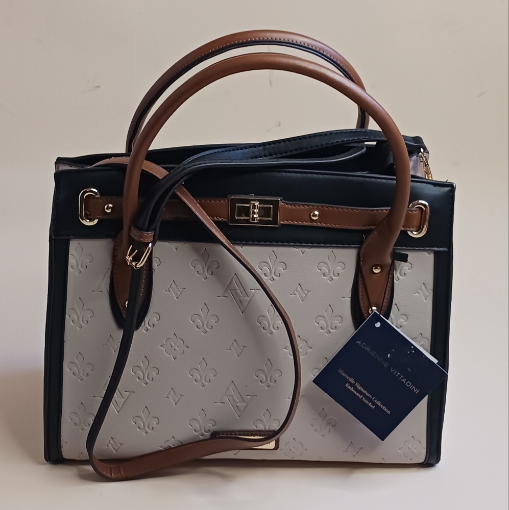 Adrienne Vittadini Black and Brown Monogram Tote